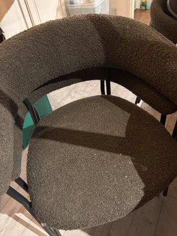 4 stoelen, bruin/groene stof