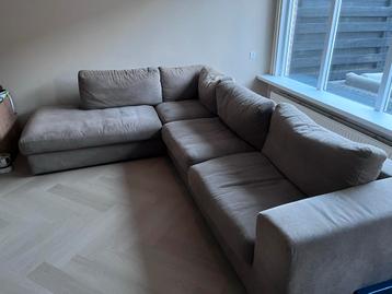 Hoekbank taupe, wasbare kussenhoezen