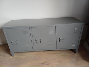 Grijze locker kast / tv-meubel - 120x40x58cm
