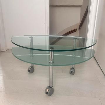 Glazen bijzettafel / tv tafel met metalen poten