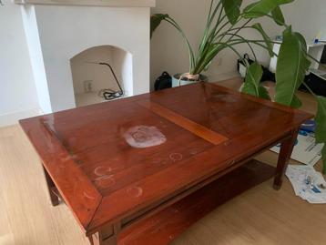Antieke houten salontafel met lade - ophalen uiterlijk 25mrt