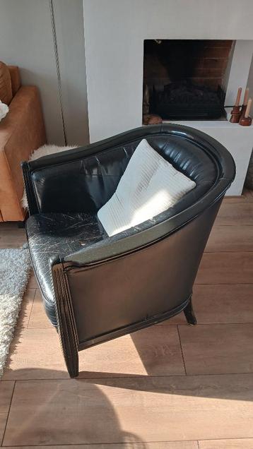 Leuke Vintage stoel, zwart leer