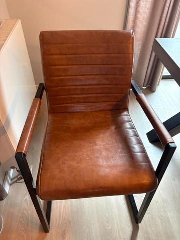 6 cognac/bruine eetkamerstoelen - Gebruikt