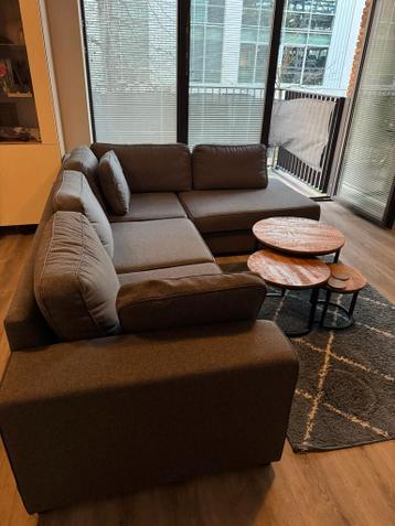 Grijze hoekbank, links, 280 cm breed