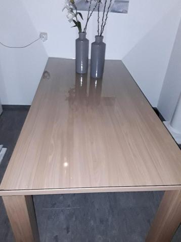 Landelijk Eettafel 6 persoons met gehard glas