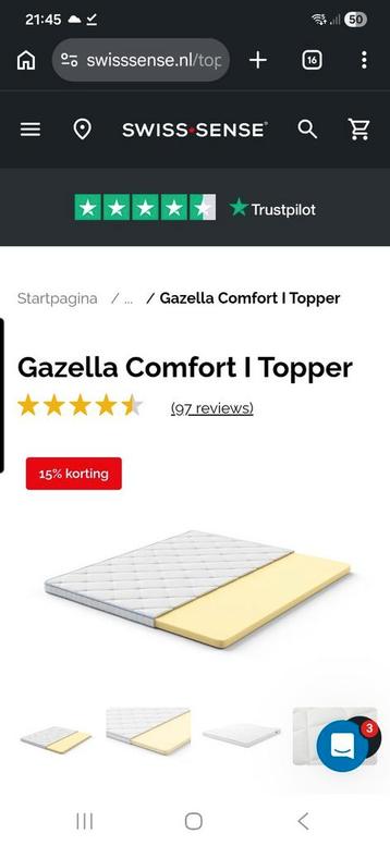 Topper 180x210 Swiss Sense Gazelle Comfort