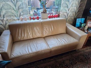 Leren zithoek - 2-zitsbank en fauteuil