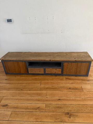 TV meubel – hout & staal – groot model – veel opbergruimte