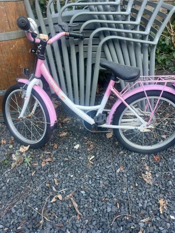 Roze kinderfiets 16 inch met bagagedrager