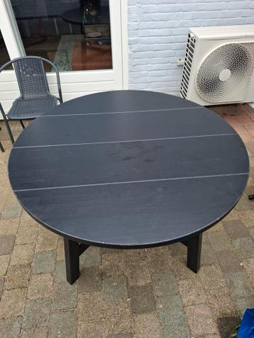 Zwarte houten eettafel - Rond - Ø 120 cm - H 75 cm