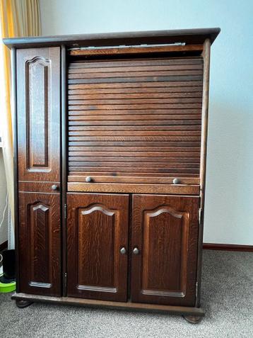 Eikenhouten computer/bureau kast