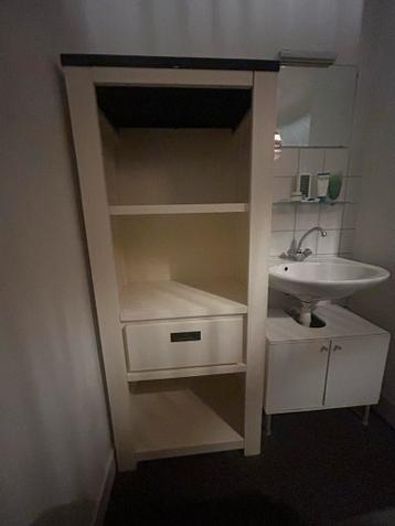 Kast met lade, gebroken wit met zwarte bovenkant