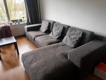 Grijze hoekbank met stoffen bekleding - MORGEN OPHALEN