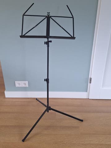 Zwarte muziekstandaard/lessenaar, opvouwbaar/inklapbaar