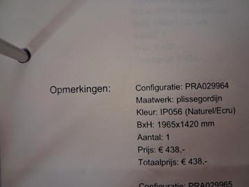 Plisségordijn 1965x1420 mm Naturel/Ecru