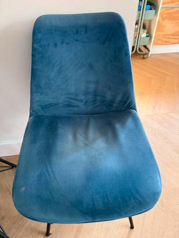 4 gebruikte fluwelen stoelen - Blauw