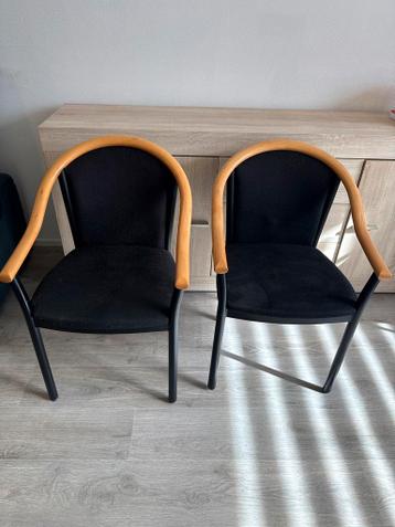 GRATIS: Set van 2 design stoelen - Zwart/Hout/Metaal