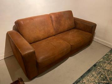 Gratis moet snel weg Bruine leren tweezitsbank
