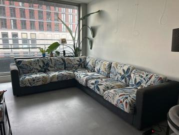 Moderne Hoekbank met Tropische Bladprint - Gebruikt