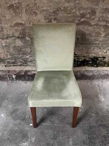 4 eetkamer stoelen lichtgroen velours