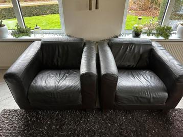 leren fauteuil 2x bruin leer zit H44xzit D57x zit B60 GRATIS