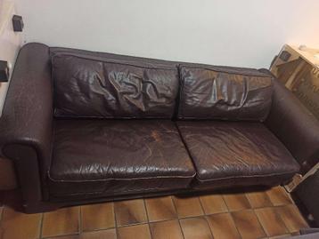Dark bron leather couch
