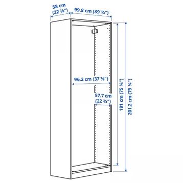 IKEA Pax Kast 100x58x201 cm - Ruime Kledingkast