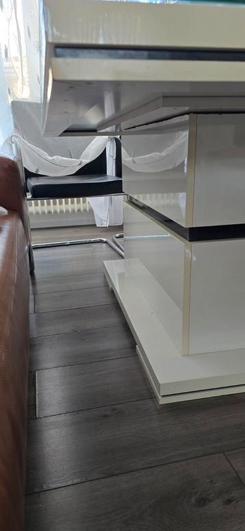 Witte eettafel 90x160cm met glasplaat
