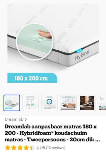 Dreamlab Hybride Traagschuim Matras 180x200 cm