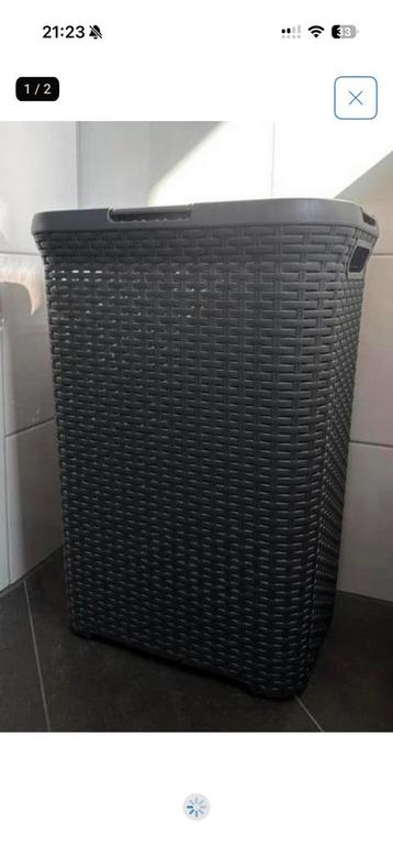 Curver wasmand met deksel 40 L antraciet en 2 wasmanden