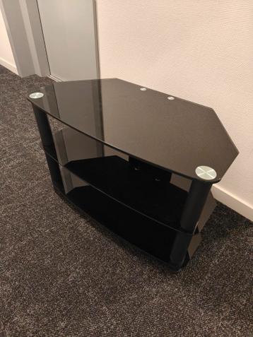 Zwart glazen tv-meubel met twee verdiepingen