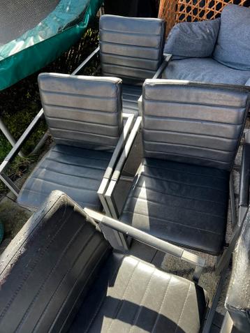 6 antraciete eetkamerstoelen stalen frame