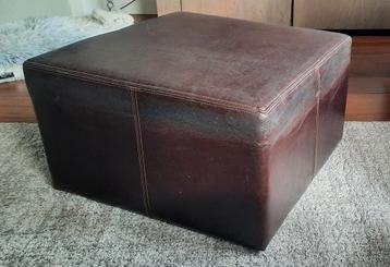 Poef leder bruin 60 x 60 x 35
