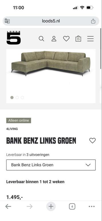 Gratis Bank Benz Links Groen - Comfortabele Hoekbank