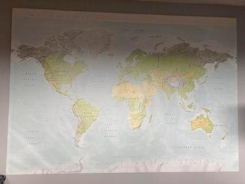 Grote Wereldkaart 140x200cm - Fysieke Topografie