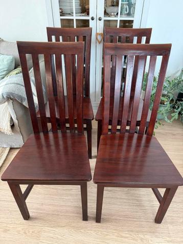 4 Massieve teak houten stoelen