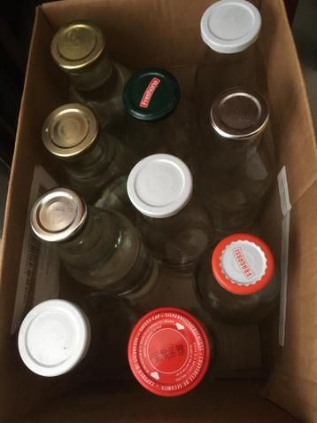 Inmaak, glazen potten en flessen tbv inmaak, div afm.