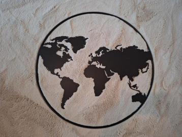 Wanddecoratie wereldkaart | Metaal