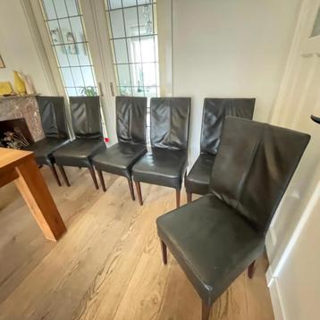 6x Eetkamerstoel Leer – Strak Design – Goede Staat - Gratis