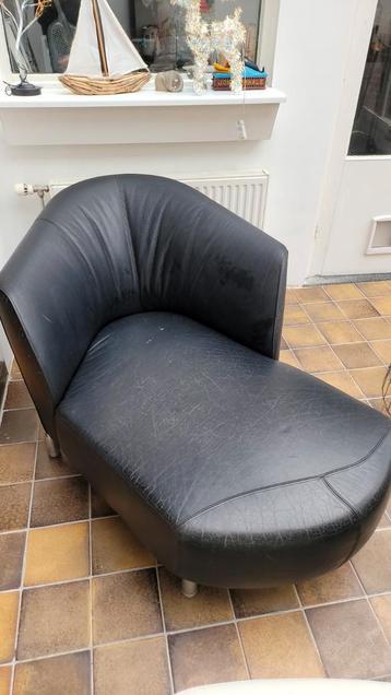 Leolux chaise longue zwart leer (gratis afhalen!)
