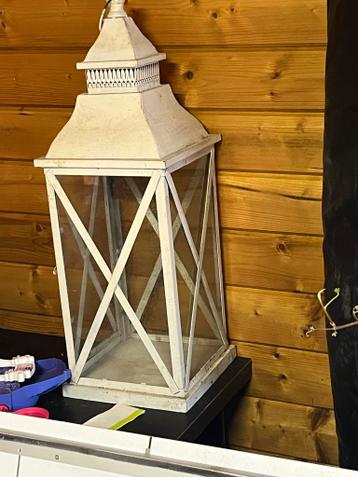 Wit windlicht met glas - Sfeervolle decoratie