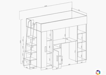 Halfhoogslaper met bureau en kast - Wit
