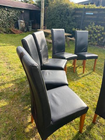 6 leren eetkamerstoelen