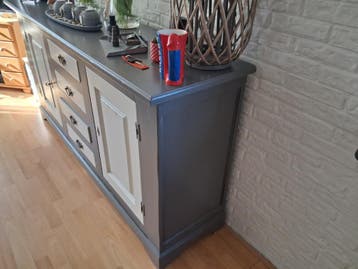 Massief houten dressoir - Grijs met wit