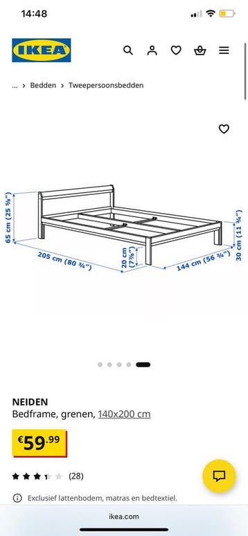 GRATIS Neiden bedframe 140x200