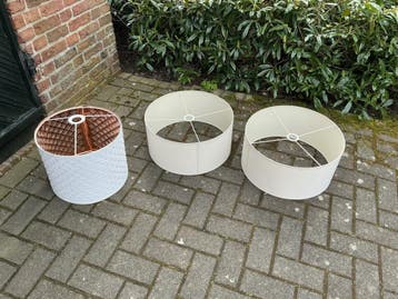 Set van 3 Lampenkappen: Wit/Koper en Crème (47 & 39 cm)