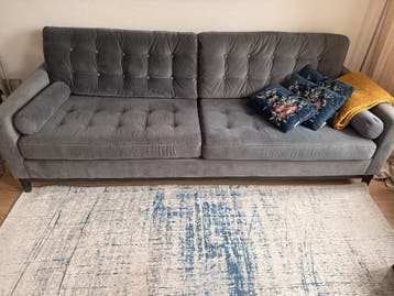 Gecapitonneerde 3-zits bank grijs velours (Gratis ophalen)