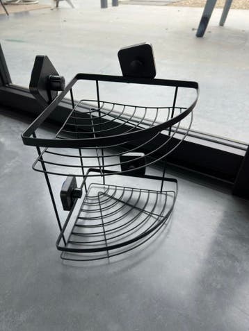 Doucherekje met zuignappen - Zwart, 2 lagen