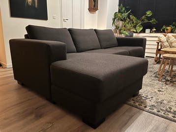 Donkergrijze Hoekbank Links - 255x80x155 cm