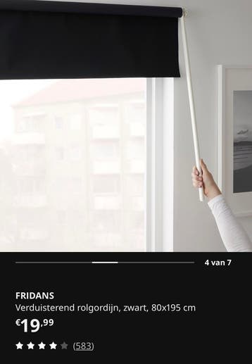 2x Ikea Fridans rolgordijn verduisterend 80cm en 180cm